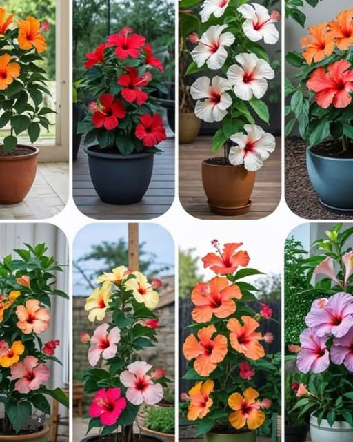 Superbe Hibiscus rosa-sinensis rouge vif en pot sur une terrasse ensoleillée, illustrant les conseils pour cultiver l'Hibiscus en pot.