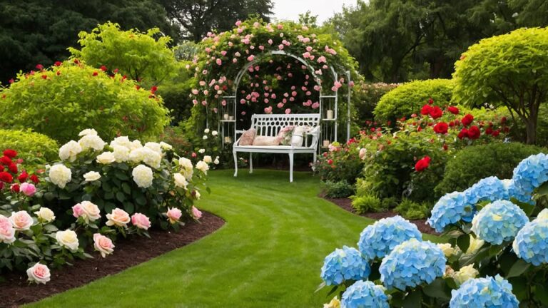 Jardin luxuriant et bien structuré suivant des conseils design jardin experts, avec un coin salon accueillant.