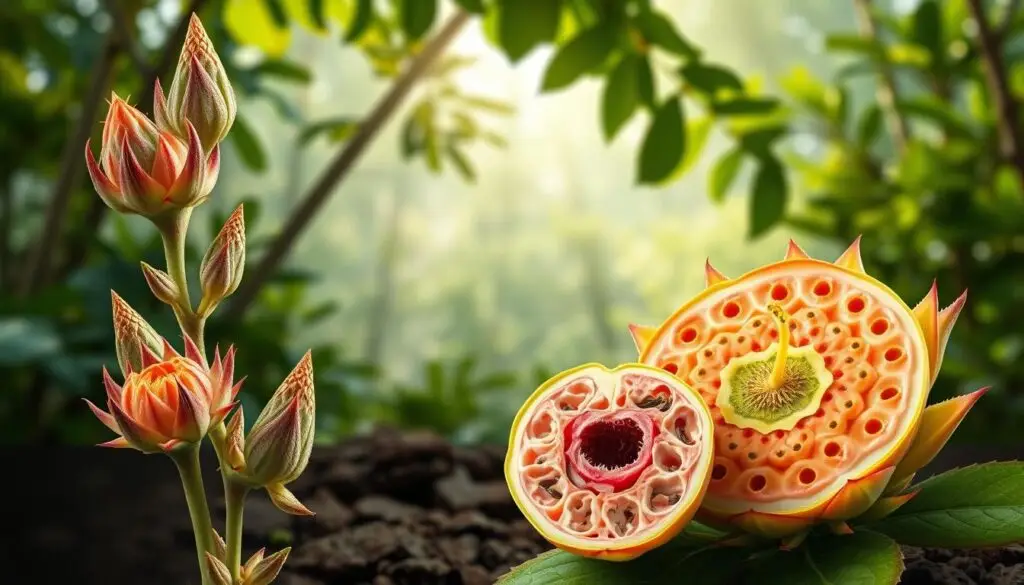 Photorealistic illustration of medicinal properties of Euphorbia Hirta, a succulent plant native to tropical regions. In the foreground, detailed close-up views of the plant's leaves, stems, and flowers, highlighting their unique structures and textures. In the middle ground, cross-sections revealing the plant's internal anatomy and chemical compounds. In the background, a serene natural setting with lush foliage and diffused lighting, conveying the plant's connection to its native environment. The overall composition should communicate the therapeutic potential of Euphorbia Hirta through its botanical and scientific details, while maintaining a visually striking and aesthetically pleasing aesthetic. Photorealistic illustration of medicinal properties of Euphorbia Hirta, a succulent plant native to tropical regions. In the foreground, detailed close-up views of the plant's leaves, stems, and flowers, highlighting their unique structures and textures. In the middle ground, cross-sections revealing the plant's internal anatomy and chemical compounds. In the background, a serene natural setting with lush foliage and diffused lighting, conveying the plant's connection to its native environment. The overall composition should communicate the therapeutic potential of Euphorbia Hirta through its botanical and scientific details, while maintaining a visually striking and aesthetically pleasing aesthetic.