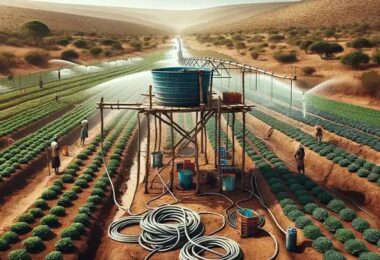 Femme installant un système d'irrigation goutte à goutte Chapin dans son potager surélevé