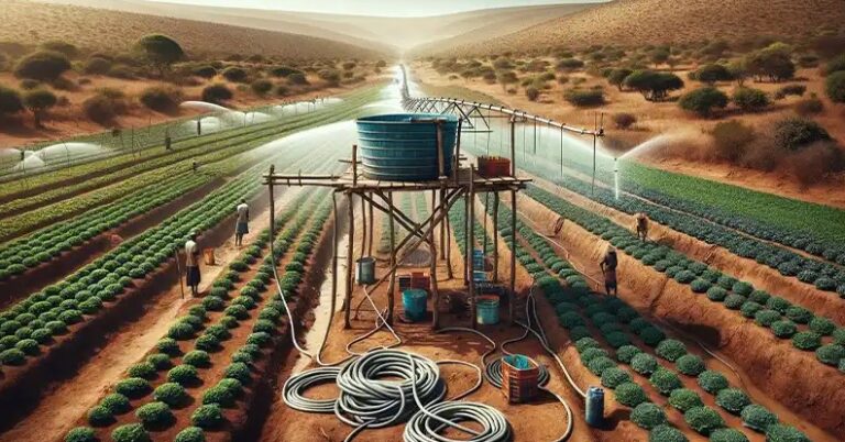 Femme installant un système d'irrigation goutte à goutte Chapin dans son potager surélevé